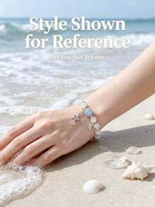 DIY Healing Beads Bracelet Making Kit, 8mm White Cat's Eye & Aquamarine Beads With Moon Star Charms, Quiet Luxury Soft Aesthetic Stackable Daily Wear, Beginner‑Friendly Jewelry Supplies, Stress Relief & Inner Peace, Perfect Gift For Women DIY Lovers - White - View 5