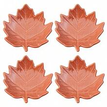 4pcs/Set 4-Inch Autumn Maple Leaf Shaped Ceramic Spoon Rest, Autumn Tableware Spoon Holder, Coffee Bar Decor Tray, Thanksgiving Halloween Home Decor Gift - View 13