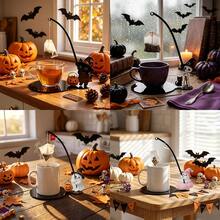 1/4pcs Fun Halloween Tea Bag Hanger With Witch Hat, Black Cat, Skull, And Ghost Designs; Suitable For Cafes, Kitchens, Table Decorations, And Party Favors. - Multicolor - View 9