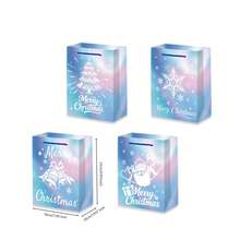 4/12pcs Winter Snowflake Gift Bags, Blue & Pink Snowflake Design Large Capacity Favor Bags, Kraft Paper Gift Bags With Handles, Suitable For Birthday, Christmas, Winter Wonderland Theme Party - Multicolor - View 11