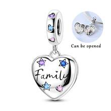 1 Pezzo Ciondolo a Forma di Cuore Apribile & Chiusurabile con Stelle Brillanti e Intarsio di Zirconi Cubici, Adatto per Bracciale & Collana Originale, Regalo Fai-da-Te per Donne - Multicolore - Visualizzare 3