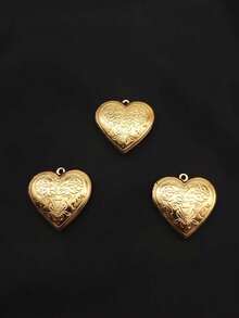 5 piezas Colgante de Medallón de Acero Inoxidable con Patrón de Corazón, Medallón de Caja de Fotos con Apertura Flip, Regalo Único Ideal DIY para Amigos, Cumpleaños, Familia, Mamá/Abuela/Esposa, Aniversario, Moda de Otoño, Casual, Vintage, Personalizado, Uso Diario, Fiesta, Día de la Madre, Día de San Valentín, Graduación, Boda - Amarillo Oro - Ver 4