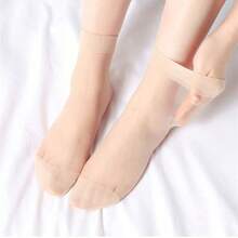 5 Pairs Elegant Women's Transparent Short Socks - Breathable Elastic Mid-Calf Socks, Semi-Transparent Material, Smooth - Multicolor - View 8