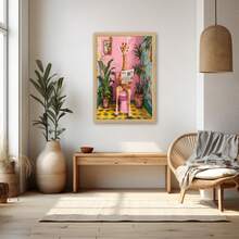1PC Canvas Wall Art, Fun Animal Theme, Cute Giraffe Reading Newspaper In The Bathroom , Perfect For Modern Living Room, Bedroom, Bathroom Decor And Gifts, No Frame - Cartoon - View 4