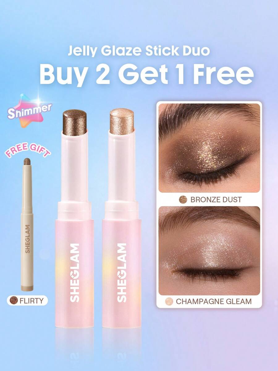 SHEGLAM [3Pcs] Crystal Jelly 亮片套組 品牌美妝化妝品 適合女士與女孩 - 古銅粉+香檳光澤+俏皮 - 查看 1
