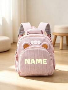 1pc Mini Personalized Back To School Cute Bear Backpack, Simple Casual Design, Zipper Closure, Nylon Material, Adjustable Shoulder Straps, Hand-Carry, Suitable For School, Shopping, Daily Outings, Outdoor Trips. Birthday Gift. - Striped Fleece 2501 - View 7