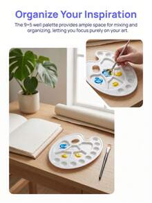 9+5 Fish-Shaped Paint Palette, Durable And Easy To Clean Painting Palette, Professional Hand-Drawing Palette For Art Students - 9+5 Fish Head Palette - View 5