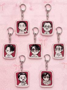1 cái/7 cái móc khóa acrylic chibi quý ông văn phòng, nhiều biểu cảm hài hước, kính râm và thiết kế vest công sở, chất liệu trong suốt cao, khung vuông bo góc, in sắc nét với khóa D-shape tinh xảo, charm túi thời trang, phù hợp cho mùa tựu trường, quà tặng fan, bộ sưu tập tinh tế, dùng cho mọi mùa - Nhiều màu - Xem 1