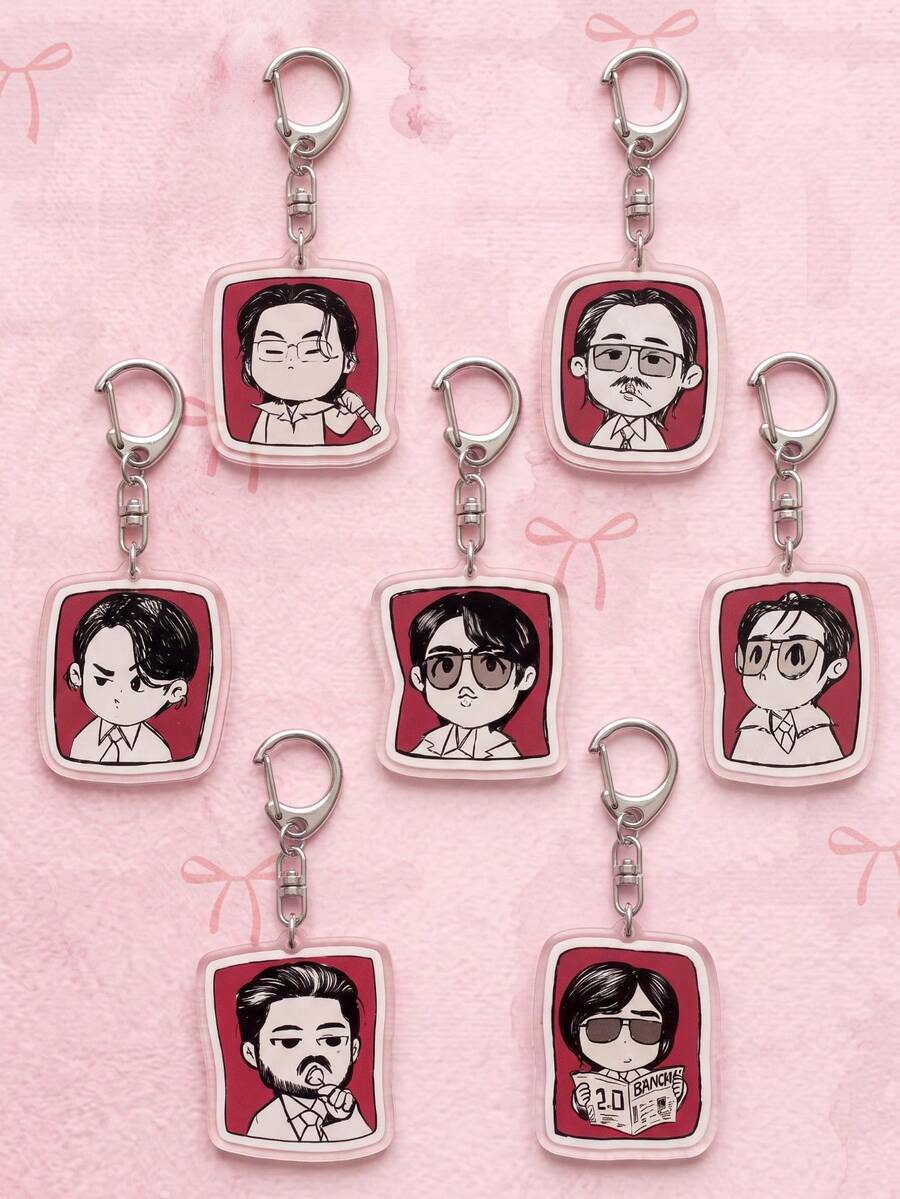1 cái/7 cái móc khóa acrylic chibi quý ông văn phòng, nhiều biểu cảm hài hước, kính râm và thiết kế vest công sở, chất liệu trong suốt cao, khung vuông bo góc, in sắc nét với khóa D-shape tinh xảo, charm túi thời trang, phù hợp cho mùa tựu trường, quà tặng fan, bộ sưu tập tinh tế, dùng cho mọi mùa - Nhiều màu - Xem 1