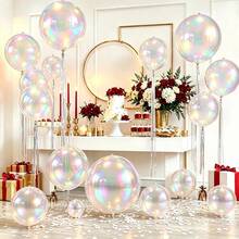 22 Inch 4D Gradient Iridescent Foil Balloons, Colorful 4D Balloons, Paired With Rain Curtain Decoration, White Ribbon Decoration, Suitable For Wedding Decoration, Engagement, Birthday Party, House Ceiling Party Decoration, Bachelor Party, Mermaid Party Decoration, Christmas. - View 9