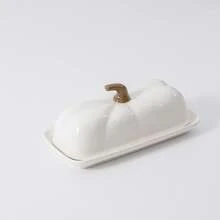 1pc Pumpkin Shaped Ceramic Butter Dish With Lid, Autumn Harvest Thanksgiving Decorative Butter Container, Covered Butter Tray For Kitchen Counter Dining Table Home Party, Thanksgiving Harvest Gift For Kitchen Lovers - View 16