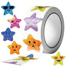 500PCS Cute Star Stickers Colored Star Graffiti Stickers Stars Decor Stickers For Water Bottle, Guitar, Luggage, Phone, Case, Laptop, First Day Of School - Multicolor - View 1