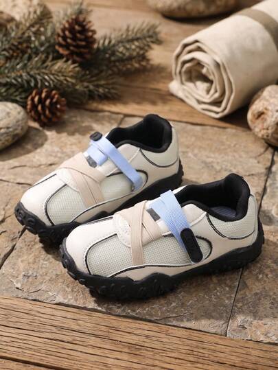 1 Pair Colorblock Kids' Outdoor Sports Shoes, Cross-Strap Functional Hiking Shoes For Mid-To-Large Children, Back-To-School Campus Casual Shoes, Suitable For Boys And Girls Daily Wear, Outdoor Hiking, Holiday Outings