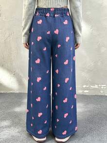 Fashion Sweet Casual Heart Print Versatile Loose Wide Leg Pants, Girls' Autumn/Winter Bottoms - Multicolor - View 3