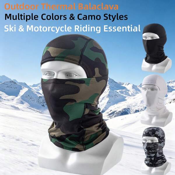 4 Styles Thermal Ski Balaclava Mask Windproof Stretchy Full Face Neck Cover, Camo Solid Face Warmer For Winter Outdoor Ski Motorcycle CyclingMulti-Color Breathable Full Face Cover For Ski & Motorcycle