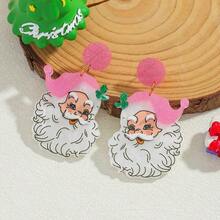 2pcs Christmas Earrings Santa Claus Acrylic Earrings Cute Jewelry Cartoon Santa Claus Fashion Pendant Earrings Holiday Celebration Accessories Perfect Christmas Gift For Family And Friends - Multicolor - View 15