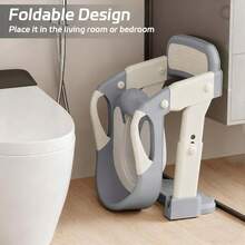 Nesmova 2-In-1 Toddler Potty Ladder, Soft Cushion & High Backrest, Adjustable Potty Chair, Adjustable Step Stool For Standard Toilets, Unisex - Grey - View 5