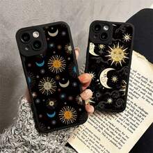 Funny Sun Moon Face Silicone Phone Case For IPhone 14 Pro Max Plus 13 12 Pro Max 11 XS X XR SE2 7 8 Plus Soft Back Cover Fundas - T-Black SHRY 1 - 查看 3