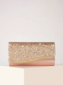 REMANLAND Shiny Evening Clutch, Elegant Fashion Envelope Bag, Women's Wedding Party Ball Clutch - Champagne - View 3