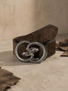 Women's Casual Daily Wear Belt With Dark Floral Trim - A - View 1