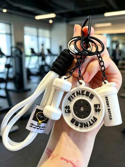 1pc Creative Mini Fitness Barbell Keychain Pendant, Couple Car Bag Keychain Sports Charm, Fashion Backpack Decoration, Exquisite Fitness Enthusiast Essential Keychain, Suitable As Gym Member Small Gift, Suitable As Gift For Good Friends, Couple Self-Discipline Gift