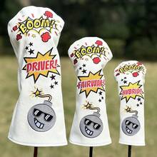 1pc Premium Golf Club Headcovers - Creative Boom Design For Driver, Fairway Wood, And Hybrid - Protect Your Clubs And Add Style To Your Game - White - View 2