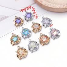 6/10 piezas Colgantes de estrella de resina con purpurina iridiscente e incrustaciones de strass en forma de luna, hallazgos para hacer joyas DIY para pulseras, collares y pendientes - Estrella - Ver 4