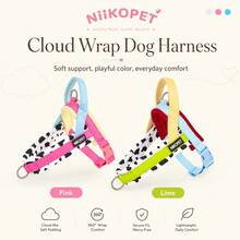 Cow Print Colorblock Saddle Pet Harness Set, Designed For Small Dogs, Wrap-Around Pressure-Relieving No-Restriction Walking, Integrated Anti-Pull Handle Neck Protection Non-Injurious, Thick Skin-Friendly Lining Comfortable For Long Wear, Reinforced Wear-Resistant POM Strong Buckle, Matching Same-Color Leash, Pink And Green Dual-Color Options Suitable For Various Small Cute Dogs Outdoor Leash Equipment - Green - View 4