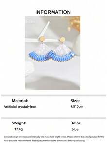 1 Pair Bohemian Vacation Style Geometric Fan-Shaped Tassel Handmade Seed Bead Earrings, Fashionable Elegant Minimalist Commute Versatile Valentine's Day Mother's Day Wedding Season Groom Bride Bridesmaid Gift, Suitable For Women's Daily Wear And Party - Blue - View 7
