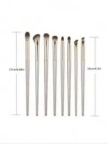 8pcs Champagne Gold Eyeshadow Brush Set Random, Soft Makeup Brushes, Eye Makeup Brushes, Beginner Nose Contour Blending Brush, Fine Eyeliner Brush, Angled Brow Brush, Makeup Tool Set - Gold - View 7