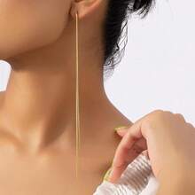 Extra Long Tassel Earrings, Personalized Versatile Elegant Minimalist Long Ear Wire - Multicolor - View 1