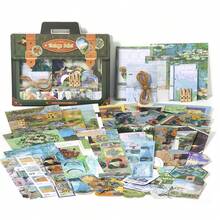 Kit Perlengkapan Scrapbook dengan Kertas Dekorasi, Stiker, Label, Kartu Gantung Tidak Beraturan, Pembatas Buku, Klip & Tali Rami, Perlengkapan Kerajinan Tangan Vintage, Kit Jurnal Estetik untuk Bullet Junk Journal, Kolase Kerajinan Perencana Album - Perlengkapan Scrapbook Kit - View 11