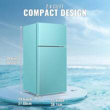 WANAI Mini Refrigerator With Top Freezer 43 Liter Dual Door Small Refrigerator With 7-Level Adjustable Thermostat For Office, Blue - US B Type Plug(110-127V) - View 1