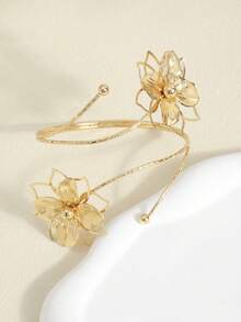Brazalete minimalista con flor 3D - Dorado - Ver 3