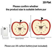 1 pieza Reloj de pared decorativo minimalista creativo con forma de manzana roja, movimiento de cuarzo ultra silencioso, sin sonido de tic-tac, adecuado para decorar sala de estar, dormitorio, oficina, cocina y cafetería, regalo decorativo perfecto para amigos y familia, se puede usar para decoración de habitación, decoración de dormitorio, decoración de dormitorio universitario, decoración de regreso a la escuela, sorpresa escolar, temporada de apertura escolar, decoración de boda, regalo de cumpleaños para amigos, decoración del hogar y útiles escolares. - Reloj de pared decorativo - Ver 5