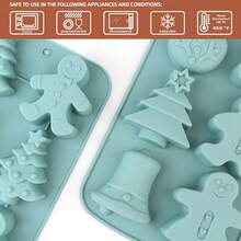 Christmas Themed Silicone Cake Baking Molds, Including Gingerbread Man, Christmas Tree, Snowman, Christmas Gnome And Other Shapes, Silicone, Non-Stick And Easy Release, Silicone, Can Make Cupcakes, Chocolate, Cake Decorations And More, Holiday Baking Tools, Beginner DIY - Multicolor - View 2
