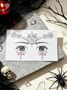 3 قطع ملصقات أحجار كريمة للوجه باللون الأسود والأحمر والليزر، ملصقات وجه أكريليك براقة، ملصقات أحجار كريمة ذاتية اللصق للحفلات، الكوسبلاي، النادي، ، الكرنفال، هالوين، مهرجانات الموسيقى - متعدد الألوان - مشاهدة 10
