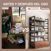 WUWAWDOGA Armario/vitrina para guardar libros Moderno 5 Pisos Con 3 puertas Adecuado para su uso en salas de estar, estudios y oficinas - Marrón_100*30*175cm - Ver 8