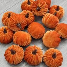 9pcs Synthetic Velvet Pumpkin Decor Set, Perfect For Halloween, Thanksgiving And Autumn Theme Living Room Decoration, Also Suitable As Pumpkin Festival Celebration Tabletop Display - 9Pcs - View 3