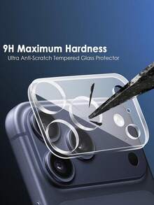 1pc Full Coverage Camera Lens Protector, Compatible With IPhone 18 Pro/18 Pro Max/17 Pro Max/16 Pro Max/17 Air/15/14/13/12/11, Rear Lens Glass Accessory - Clear - View 2