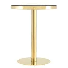 Modern Round Side Table With A Gold Stainless Steel Frame And Marble-Look Top For The Living Room, Luxury Side Table With A Sturdy Base. - 灰色+金色+中密度纖維板 - 查看 3
