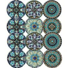 Set Of 6 Mandala Inspired Wooden Coasters, Designed To Protect Tabletop. Perfect For Patio Table, Kitchen And Living Room, Great Artistic Gift For Family And Friends, Also Perfect Kitchen Decor And Kitchen Accessory - Multicolor - View 13