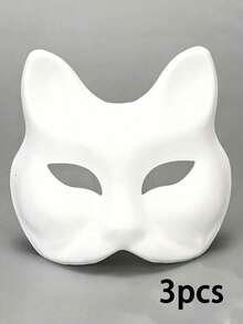 1/3/6件組 Therian DIY空白白色貓狐狸動物半臉面具，萬聖節服裝派對 Cosplay 面具 - 彩色 - 查看 18