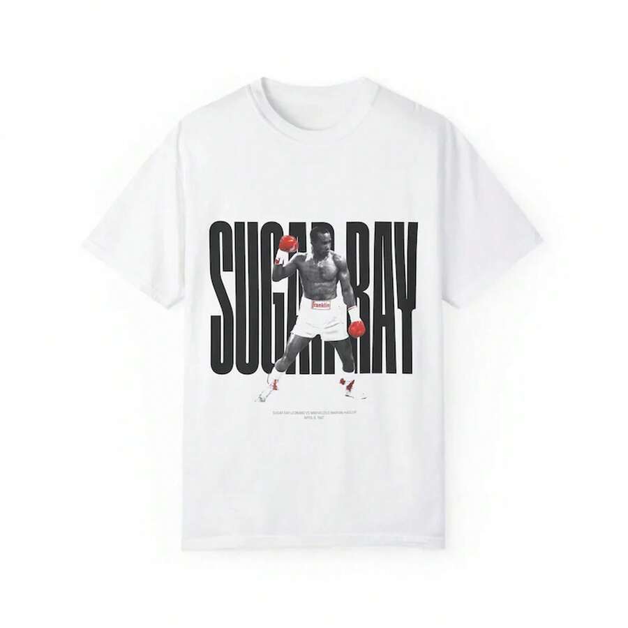 Camiseta de Sugar Ray Leonard vs. Marvin Hagler 1987 | Camiseta Leyendas del Boxeo - Blanco - Ver 1