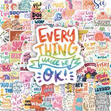 TOOUEE 100pcs/Pack Pink Inspirational English Phrases Stickers ,Encouraging Positive Phrase Text Design Stickers For Water Bottle Scrapbook Guitar Laptop Computer Phone Case, Reward Stickers For Teens Students Teachers Planners Employees Birthday - Multicolor - View 2
