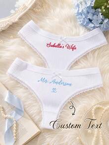 CustomThong 個性化新娘內褲，客製化新娘禮物，婚禮內衣，單身派對女性禮物 - 彩色 - 查看 11