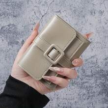 Cartera Mini Mujer de PU, Billetera Compacta con Ranuras para Tarjetas, Identificación y Monedas para Uso Diario - gris - Ver 1