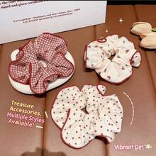 3/5pcs 11cm High Elasticity Scrunchies, Red Polka Dot/Plaid/Bow Pattern, Women's Hair Accessories, Suitable For Daily Wear - Hair Tie - View 4