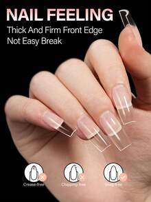 AILLSA 112/224/336pcs Square Acrylic Nail Tips, 14 Sizes Semi-Matte Inner Side Full Set Acrylic Nail Tips, Suitable For Nail Salon And DIY Nail Art Acrylic Nail Tips Or Nail Products - Clear - View 2