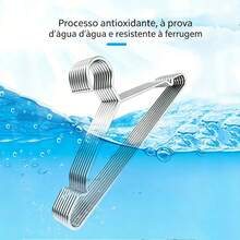 Cabides Aço Inoxidável 10/20/30/40/50 Estrutura Reforçada Sem Deformação Guarda de Roupas Com Padrão Profissional - Visão 2